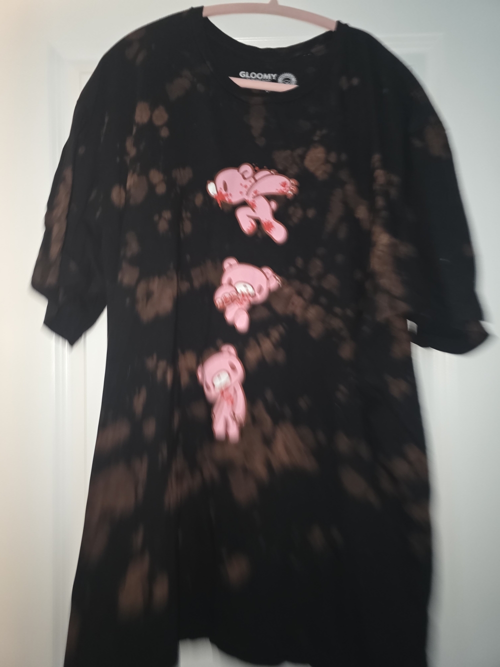 Gloomy Bear Acid Wash Short Sleeve Tee - Black/Pink Size XL